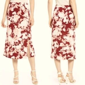 Chelsea28 pencil skirt long red floral XXS NWOT feminine dainty
